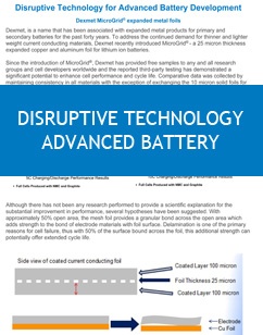 Disruptive Technology for Advanced Battery Development
