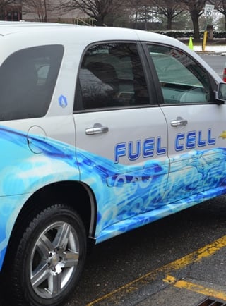Car with a fuel cell decal